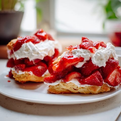Freshly baked Strawberry Shortcake biscuits, golden brown and flaky, ready to be split and filled.