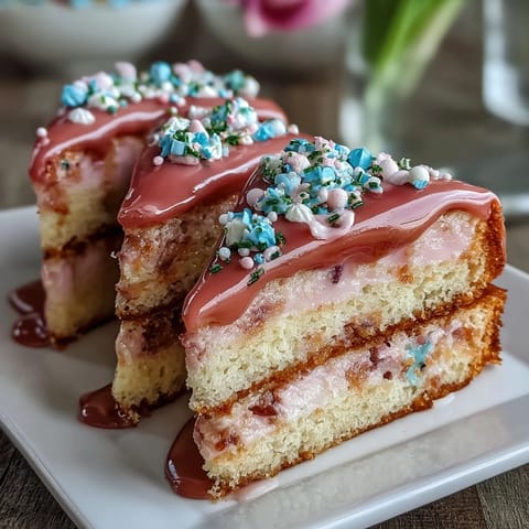 Pastel Pink and Yellow Ombre Cake: Delicate sponge layers in pink and yellow shades, beautifully frosted with silky buttercream for a dreamy dessert.