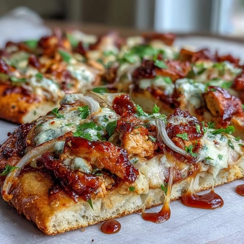 Crispy BBQ chicken flatbread pizza with smoky grilled chicken, melty mozzarella, and fresh cilantro for a flavorful summer meal.  