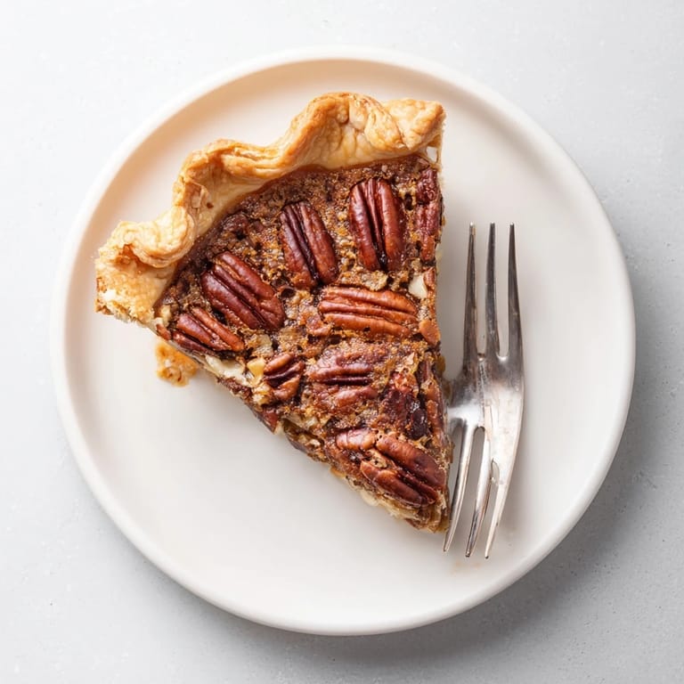 Golden homemade Pecan Pie with bubbly filling and flaky crust, ready to serve with a scoop of vanilla ice cream.