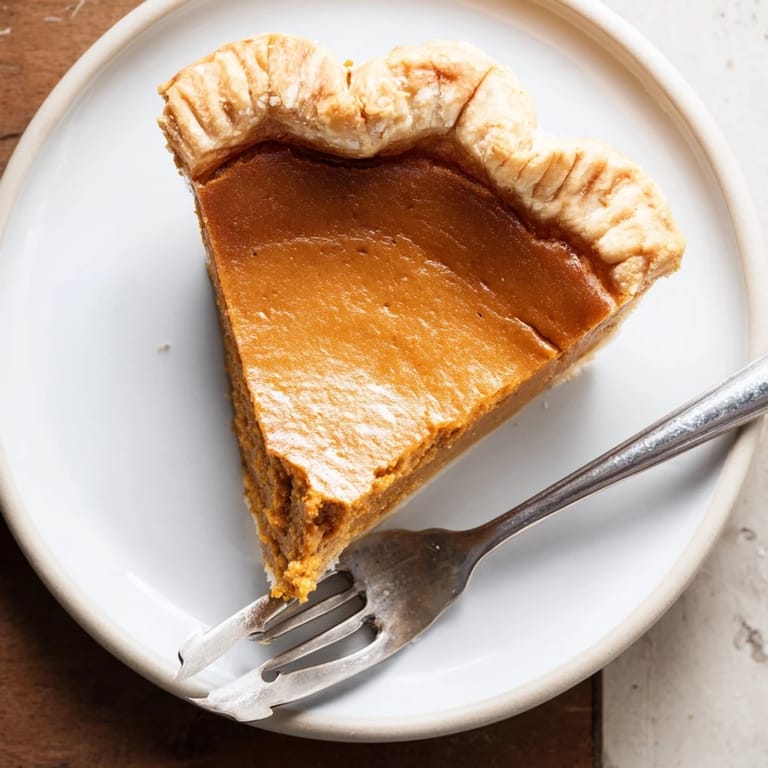 Homemade Pumpkin Pie cooling on a wire rack, showcasing its smooth, silky texture and perfectly crimped crust edges.