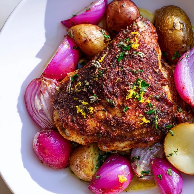 Roasted Radish & Chicken Sheet Pan dinner features golden chicken, tender potatoes, and crisp radishes on a foil-lined sheet.