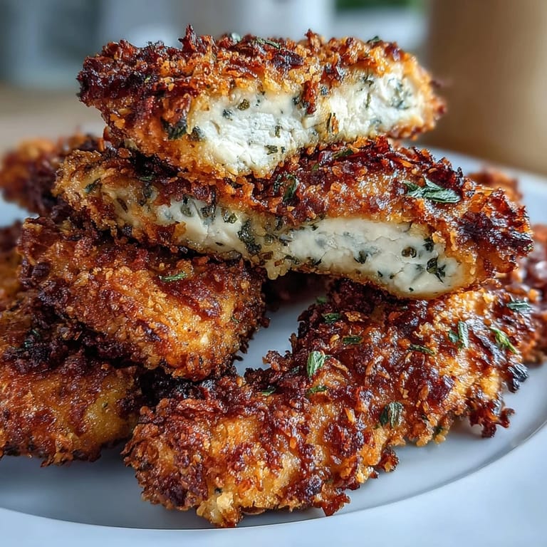 Cooked Air Fryer Chicken Strips in the air fryer basket, showing a crunchy golden texture.