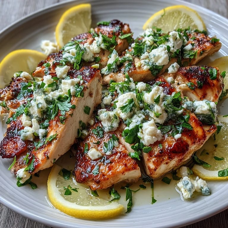 Sizzling Greek Chicken with Lemon and Feta in a rustic skillet, topped with crumbled feta and fresh herbs.