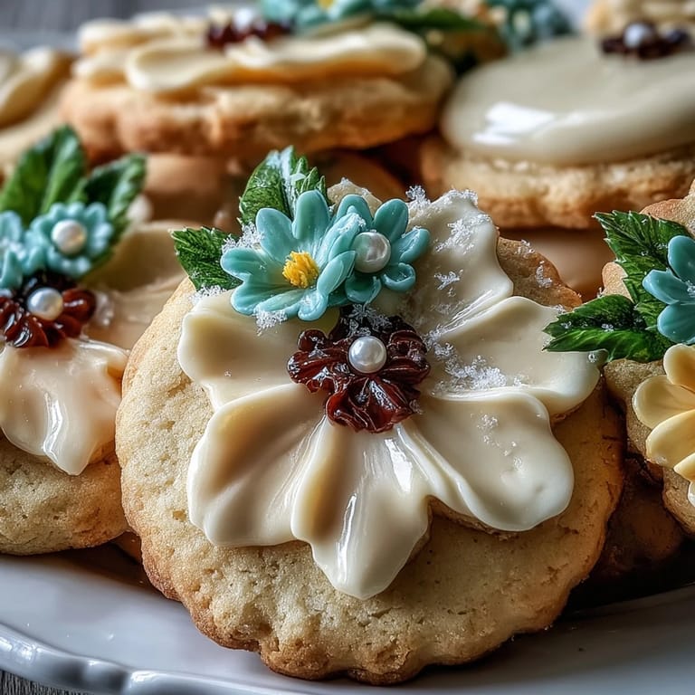 Buttery shortbread cookies decorated with colorful royal icing in floral designs, ideal for springtime celebrations and tea parties.