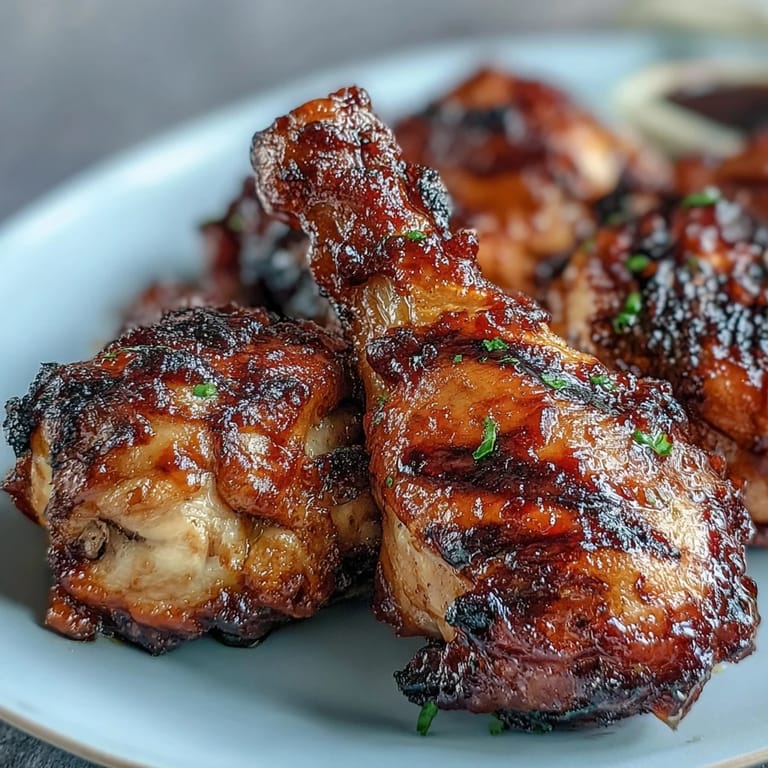 Flavorful BBQ Chicken Drumsticks ready for serving with a glistening spicy peach shine.