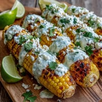 Elote-Style Microwave Corn on the Cob with Cotija cheese, lime, and chili powder for a bold Mexican street corn flavor.