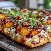 BBQ Peach Brie Flatbread Grill