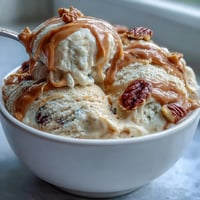 Creamy peanut butter banana ice cream with ripe bananas and a hint of vanilla.  