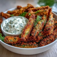 Crispy air fryer pickle fries with spicy mayo, a perfect tangy appetizer.